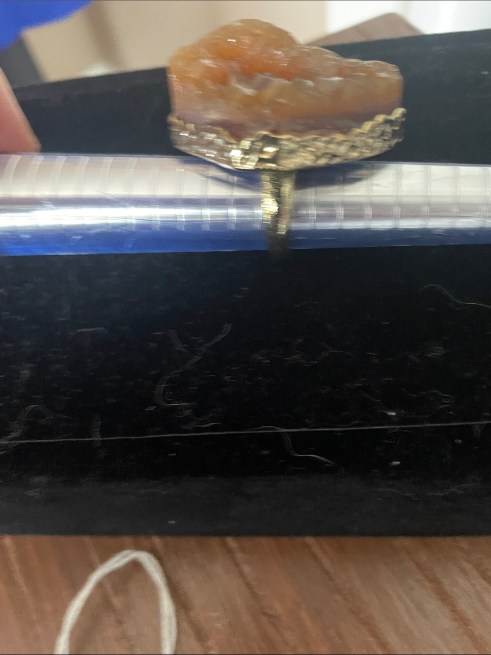Gold-Tone Statement Ring with citrine Druzy sz 7 NWOT